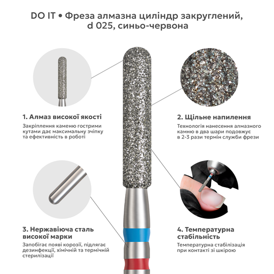 Купити Алмазна фреза циліндр закруглений Do it d 2,5 мм / L 12 мм