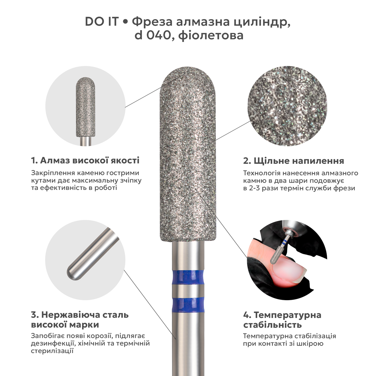алмазна насадка циліндр закруглений
