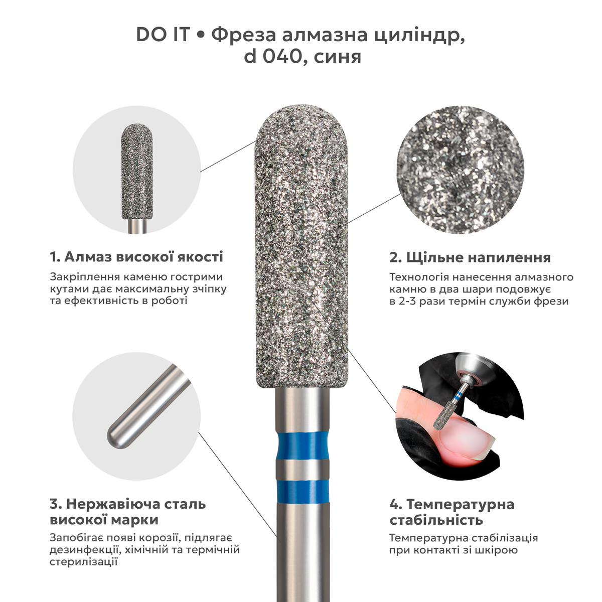алмазна насадка циліндр закруглений