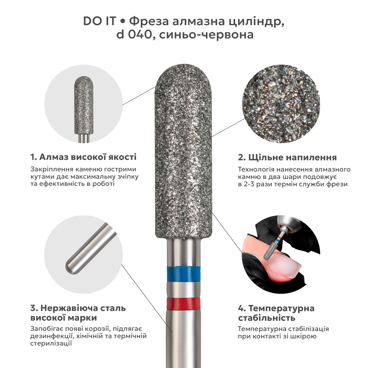 алмазна насадка циліндр закруглений