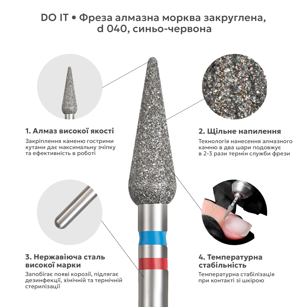 алмазна насадка морква закруглена (конус)