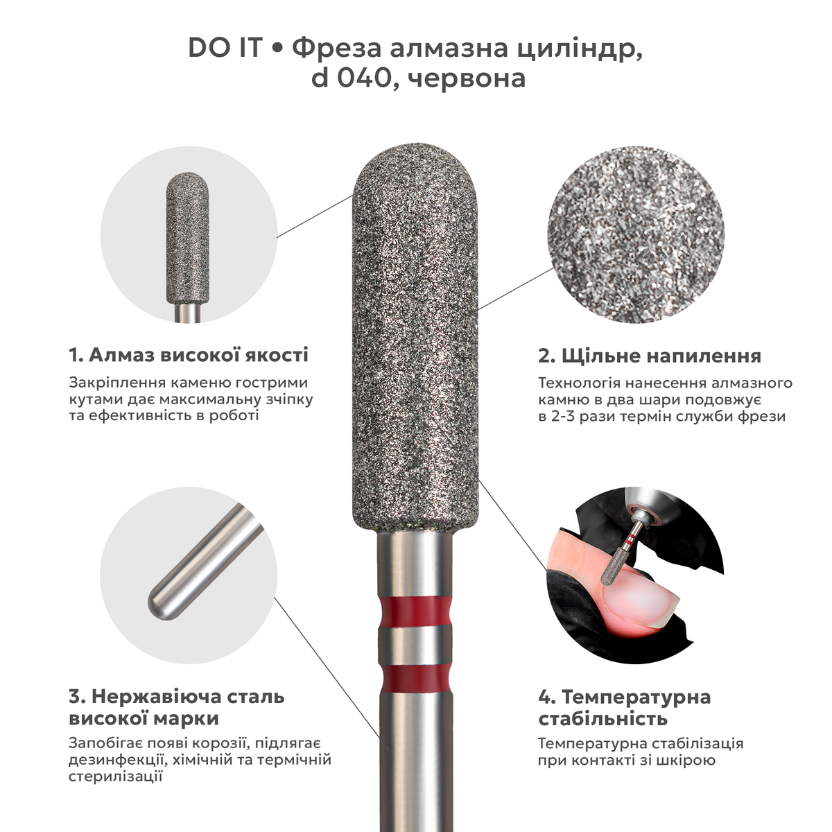 алмазна насадка циліндр закруглений