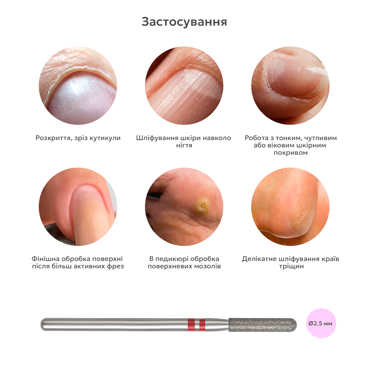 призначення алмазної насадки циліндр закруглений