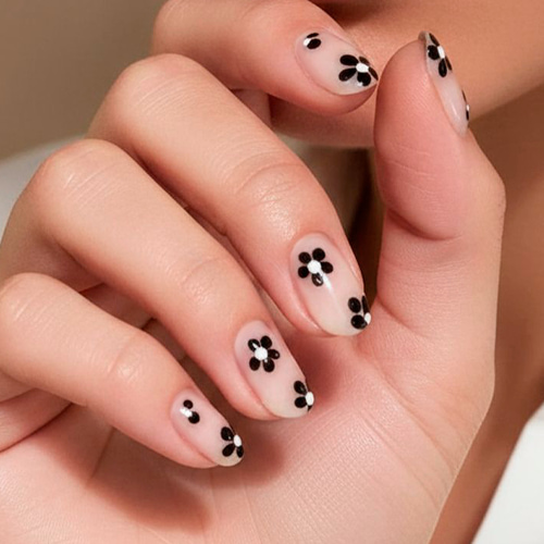 Черные цветы hand-painted на «голой» базе