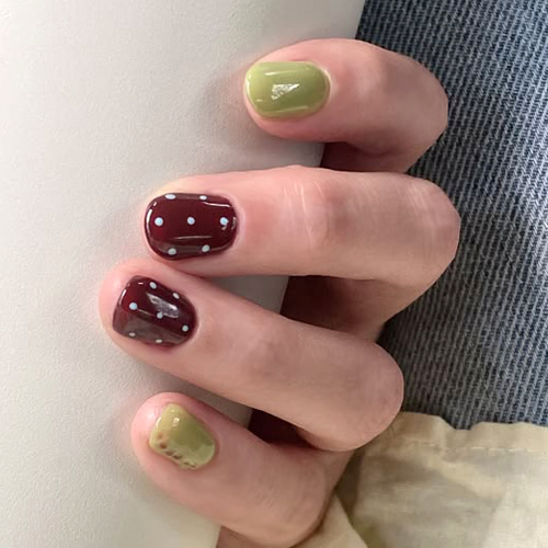 Jelly nails - ногти в горошек дизайн с глянцевым покрытием