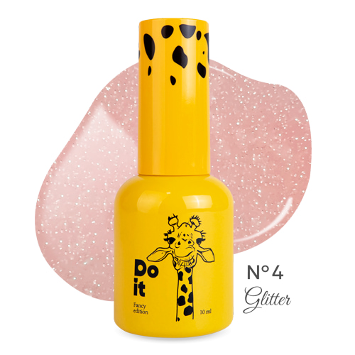 Do it База для ногтей с блестками Rubber base Glitter №4 Персиковый нюд 10 мл