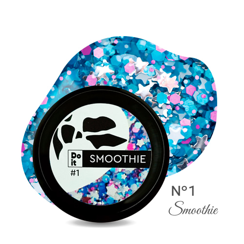 Do it Гель лак з блискітками великими Smoothie №1 з Синіми каміфубіками 5 мл
