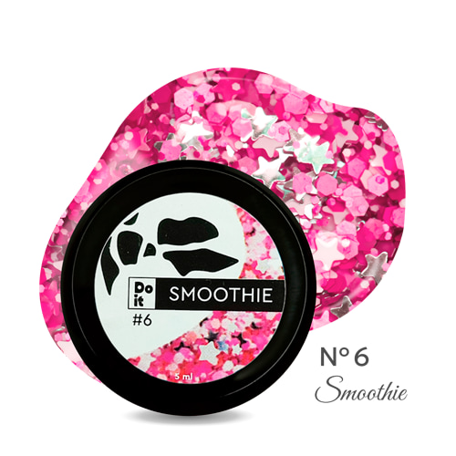 Do it Гель лак з блискітками великими Smoothie №6 з Рожевими каміфубіками 5 мл