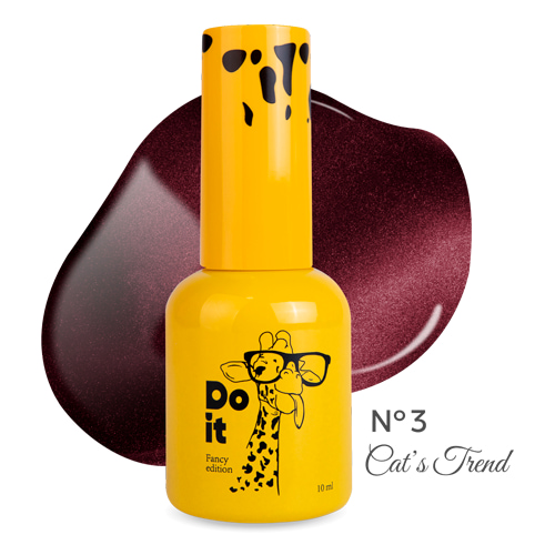 База для гель лака Do it Base Cat’s Trend №3 эффект кошачий глаз Бордовая 10 мл