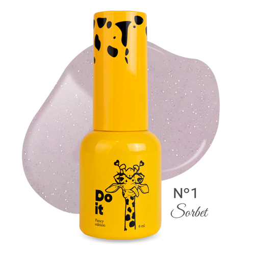 Світловідбиваюча база для нігтів Do it reflective base rubber SORBET №1 Пастельно-рожева 6 мл