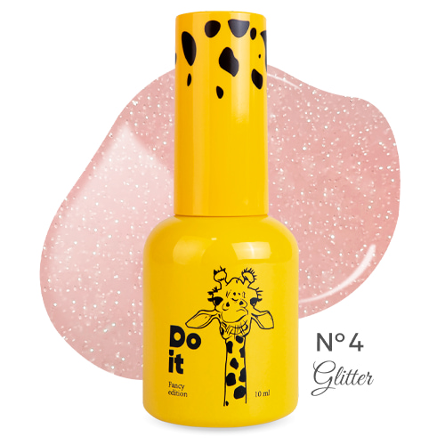 Do it База для ногтей с блестками Rubber base Glitter №4 Персиковый нюд 10 мл