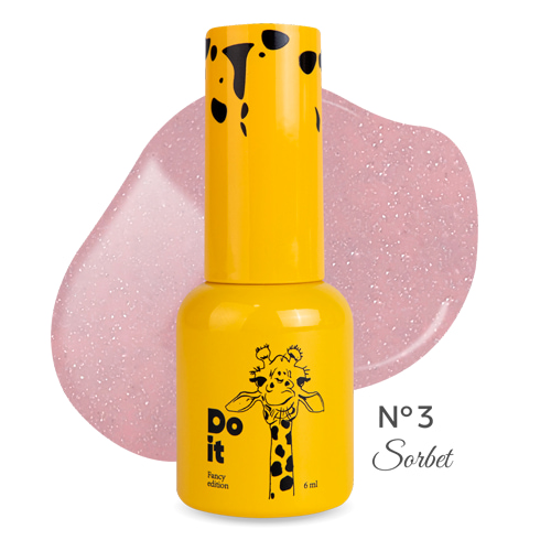 Світловідбиваюча база для нігтів Do it reflective base rubber SORBET №3 Ніжно-рожева 6 мл