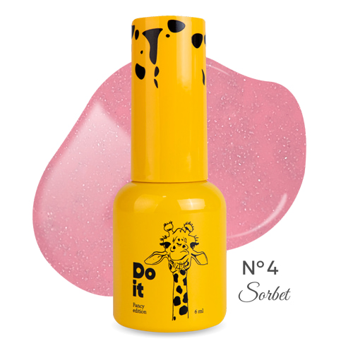 Світловідбиваюча база для нігтів Do it reflective base rubber SORBET №4 Рожево-полунична 6 мл